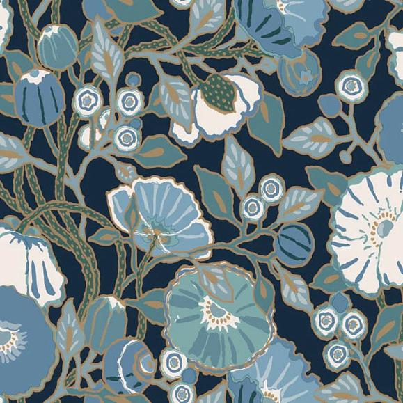 Обои York GO8312 Vincent Poppies Indigo