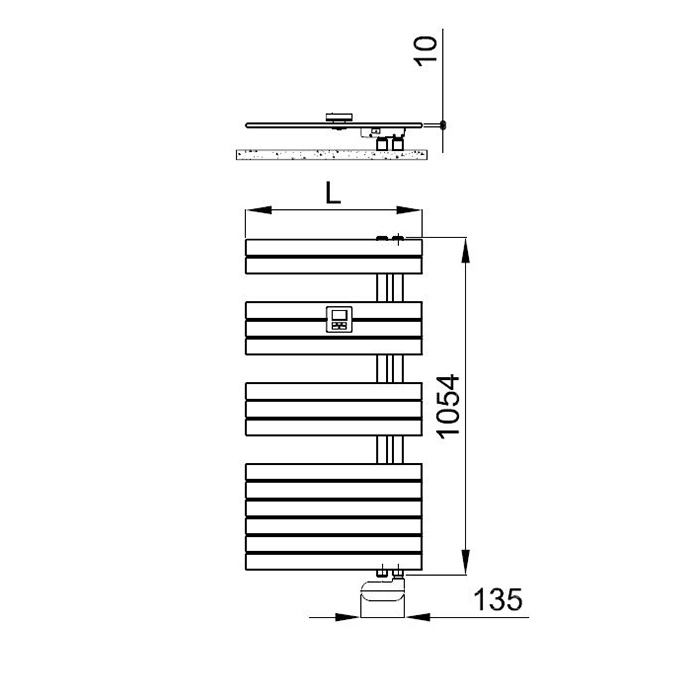 Irsap Soul Полотенцесушитель электрический c контроллером 55хh105.4см,14 трубок, 3 промежутка, подключение справа, длина провода 1,2м, цвет: белый