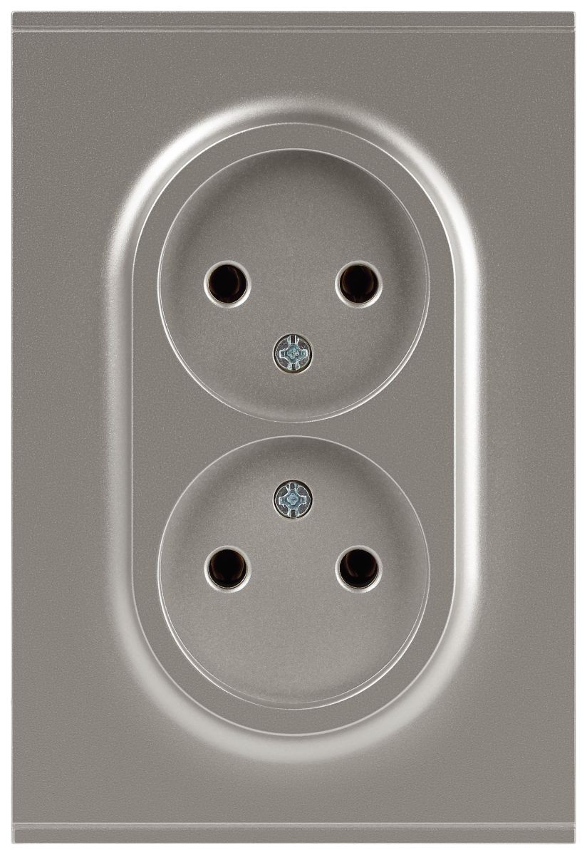 Розетка Эра Arktik 16-2107-07 без заземления двойная 2X2P 16А-250В титан Б0071687