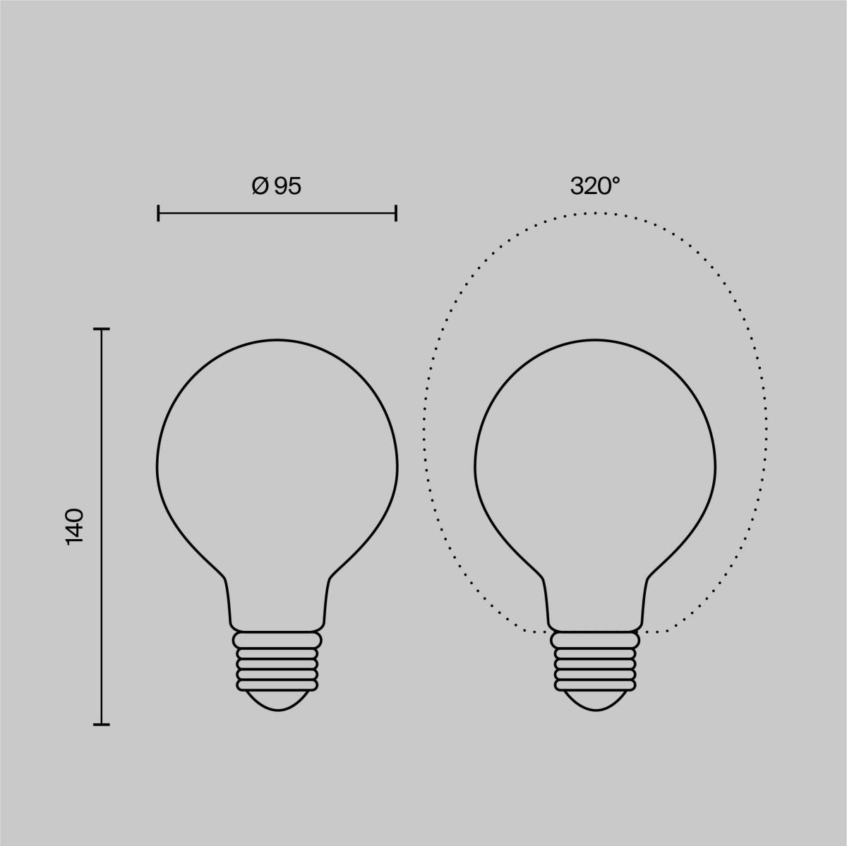 Светодиодная филаментная лампа Voltega Ультра Филамент Шар G95 молочная 4Вт 2700K E27 3501