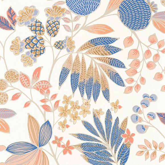 Обои Casadeco 88806565 Palm Springs Indigo / pêche
