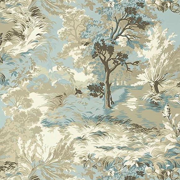 Обои Thibaut T10865 Lincoln Toile Beige and Spa Blue