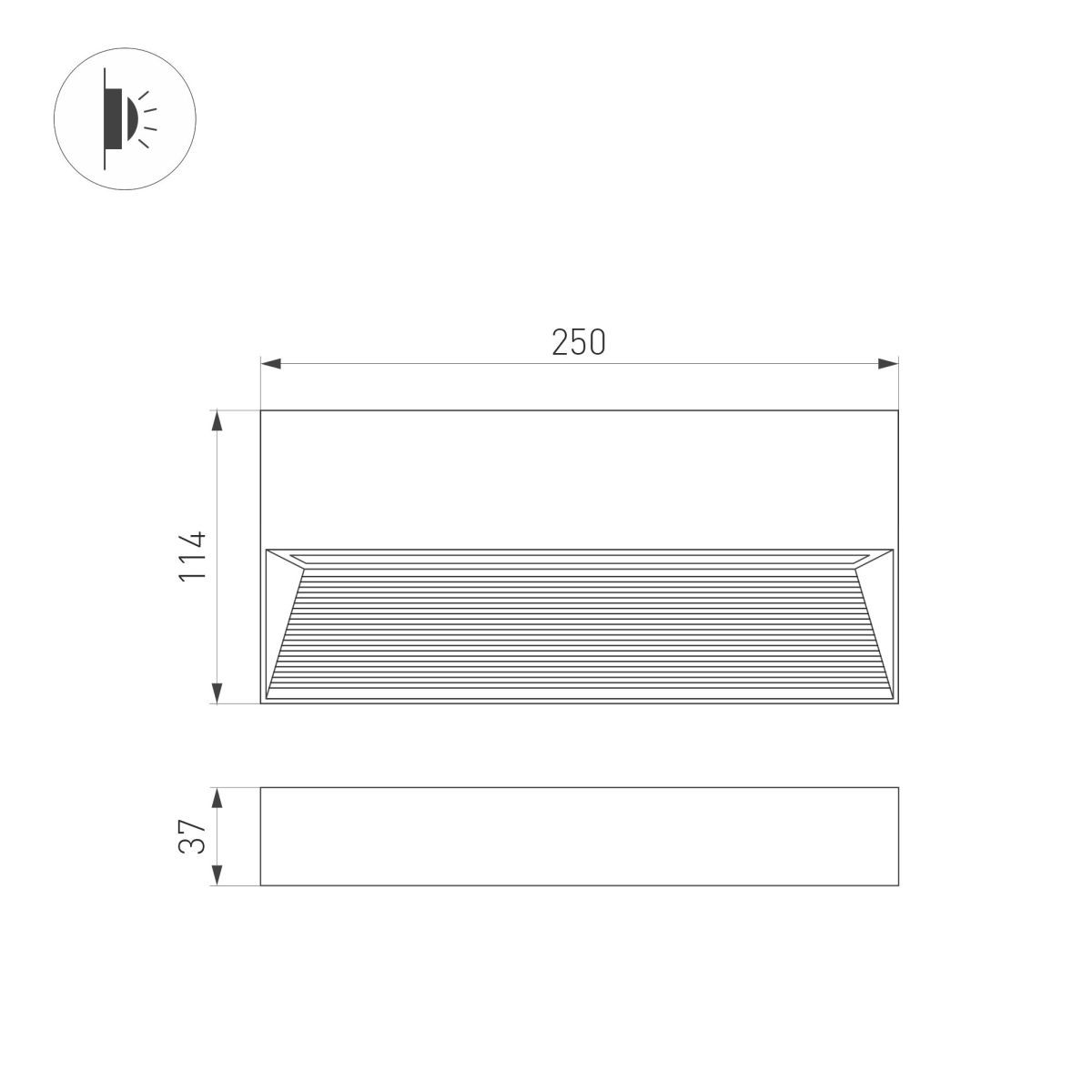 Светильник для ступеней Arlight LGD-RIBONIK-S250x114-10W Warm3000 (Черный, 70 deg, 230V) (IP65 Металл) 062693