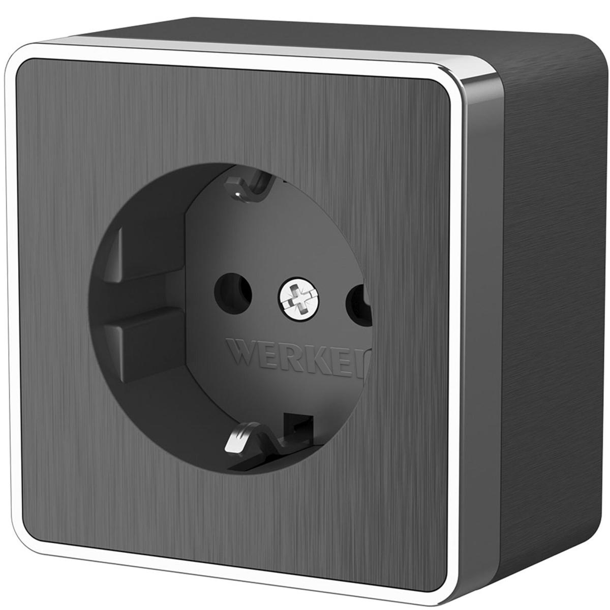 Розетка с заземлением Werkel Gallant графит рифленый W5071004 4690389164484
