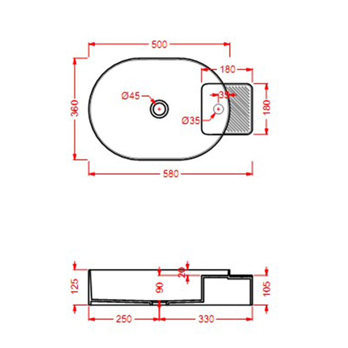 Artceram Cartesio Раковина 58х36 см, накладная, 1 отв., цвет: серый глянцевый