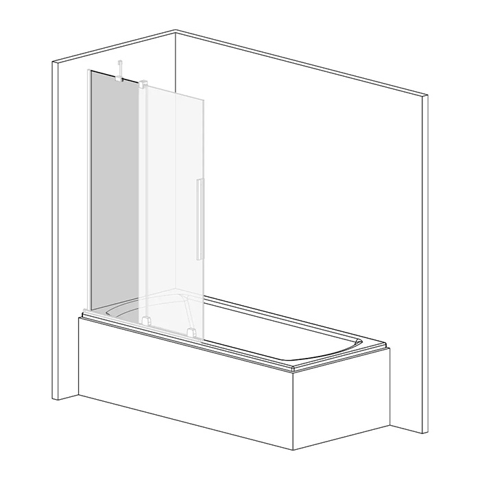 Radaway Furo PND II Стенка шторки для ванны 84.4см, стекло прозрачное, покрытие Easy Clean