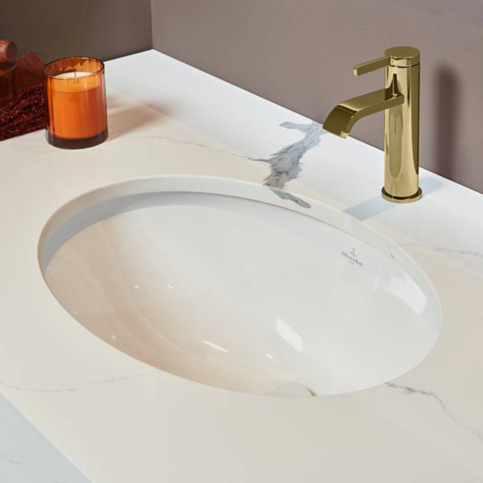 Villeroy&Boch Evana Раковина 50х35х22см., без отв., встраиваемая под столешницу, с переливом, с крепежом, цвет: альпийский белый