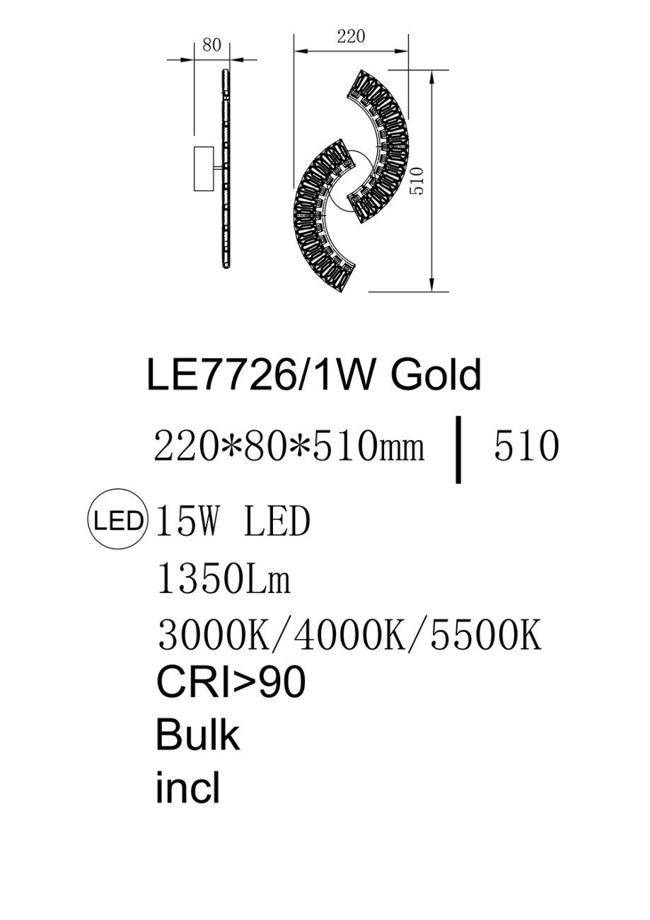 Бра Louise LE7726/1W Gold