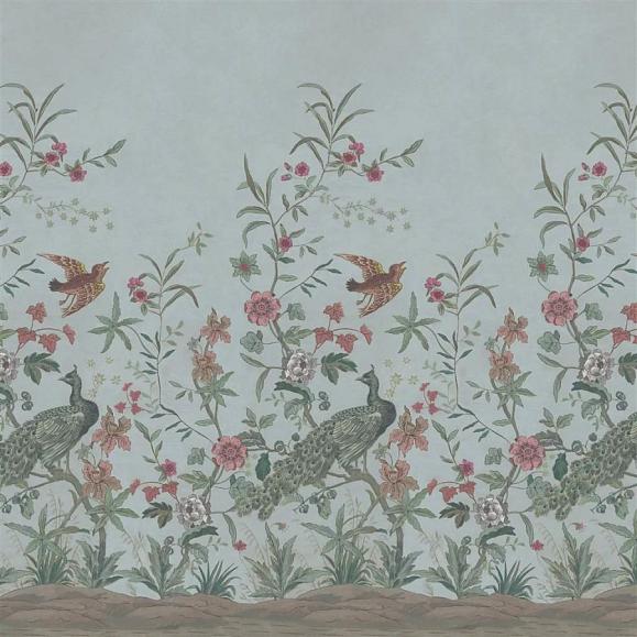 Панно John Derian PJD6013/02 Peacock Toile Scene 1 Sky Blue