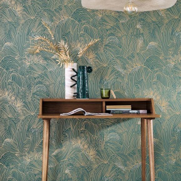 Обои Casamance 75902344 Marée haute Vert anglais/doré
