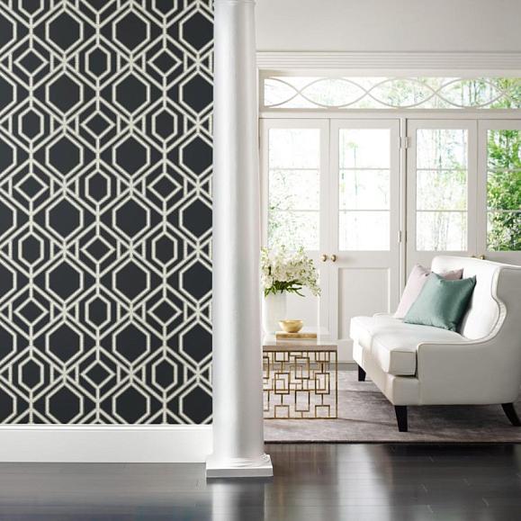 Обои York TC2637 Sawgrass Trellis Black/White
