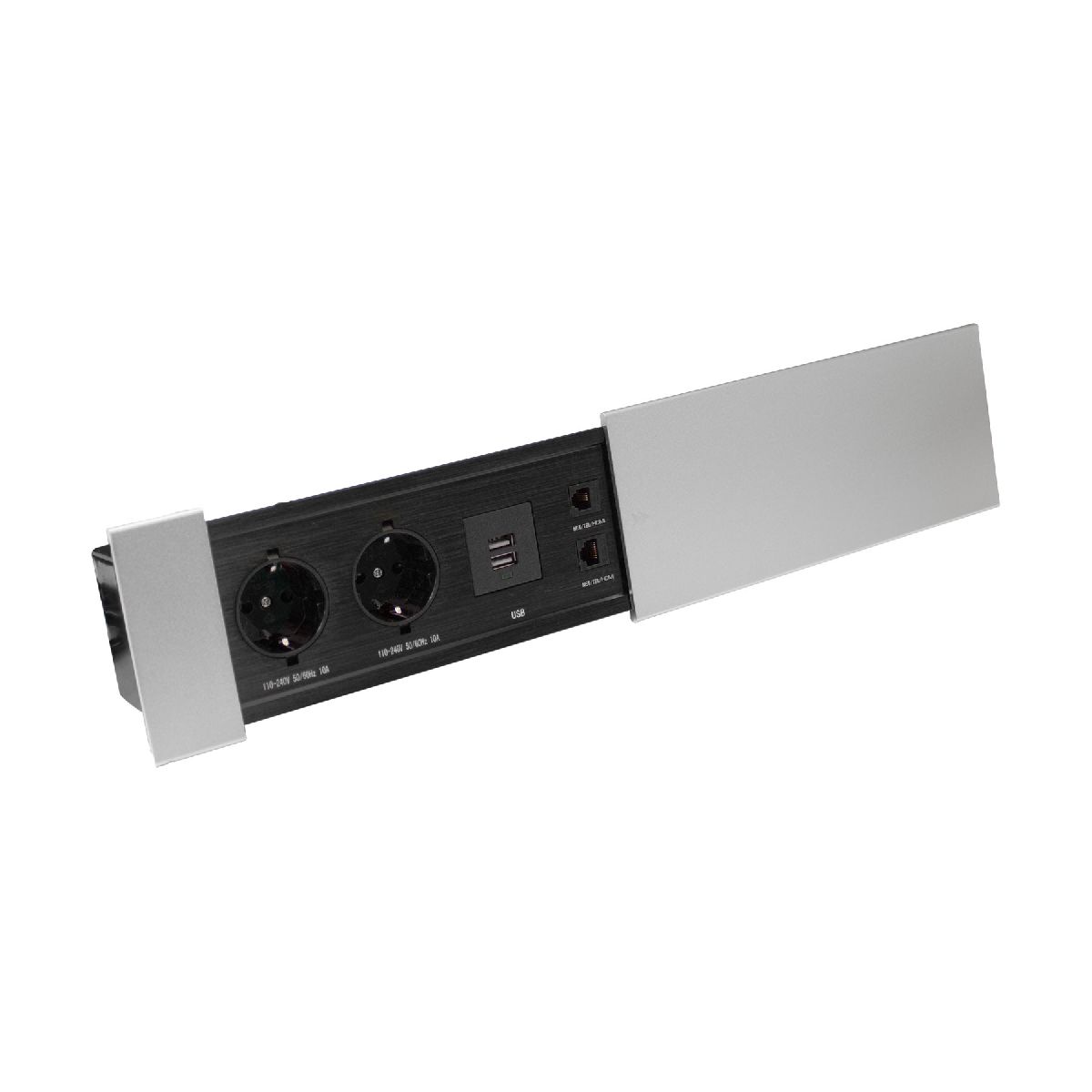 Блок розеток JX (Slide Top) (2 секции RJ-45 + 2 USB с кабелем питания) Mebax 00-00002890
