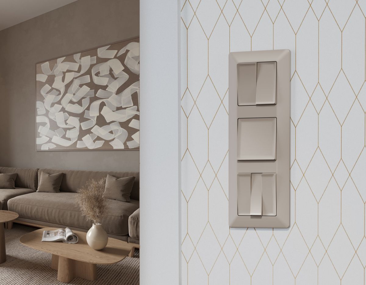 Комплект механизма 1-кл выключателя с самовозвратом ALFA Серо-бежевый матовый QUANT Ambrella Volt MA361050 (AP3610, VM113)