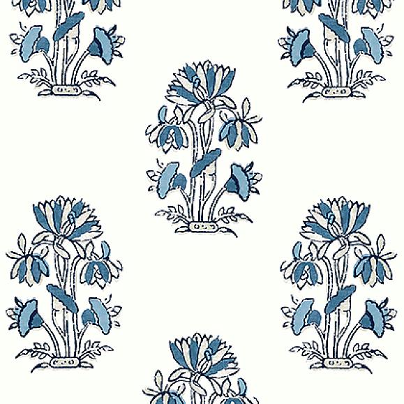 Обои Thibaut T13204 Lily Flower Blue and White