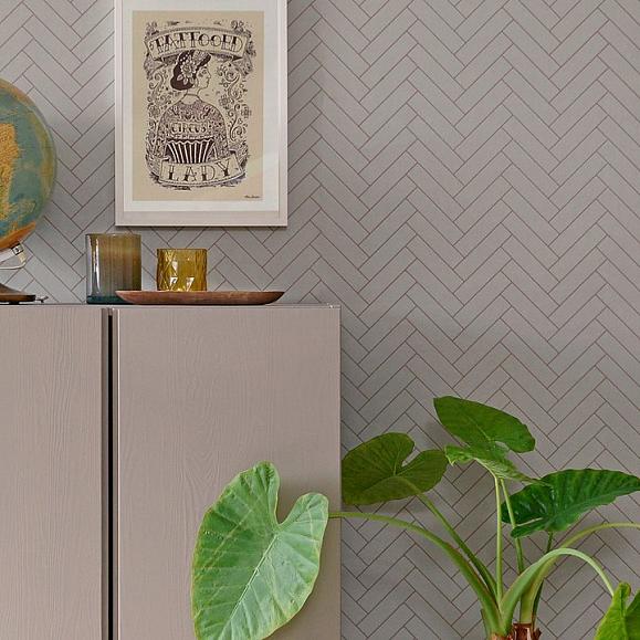 Обои Majvillan 144-02 Herringbone Greige Blue