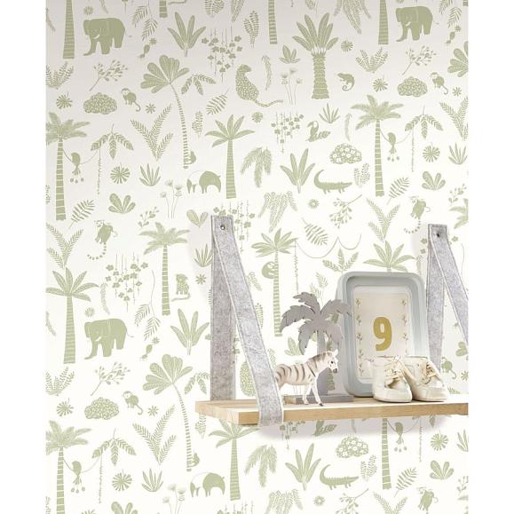Обои Casadeco 200767337 Poetic Jungle Vert feuille