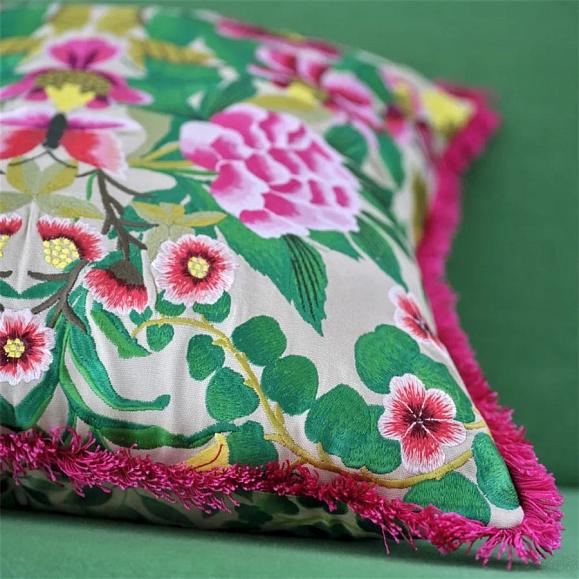 Подушка CCDG1379, Ikebana Damask Embroidery, Fuchsia, Designers Guild 55 x 55см