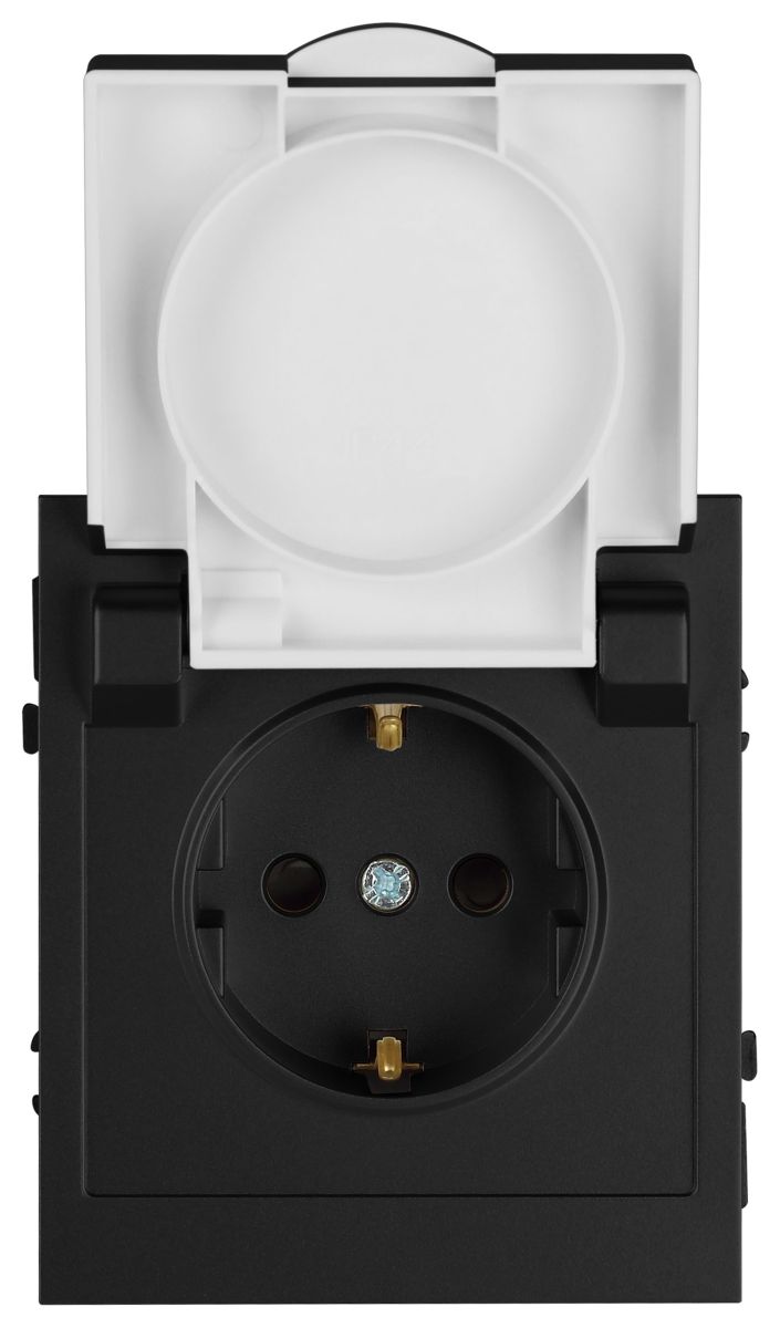 Розетка Эра Arktik 16-2103-05 с заземлением 2P+E Schuko со шторками с крышкой 16А-250В антрацит Б0070438