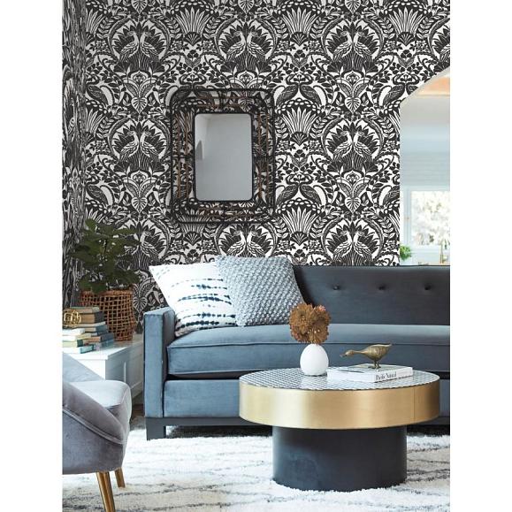 Обои York BW3931 Egret Damask Black/White