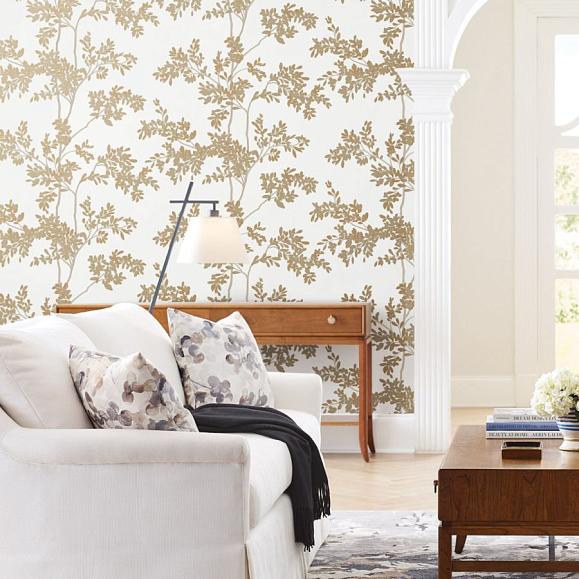 Обои York BL1806 Lunaria Silhouette White/Gold