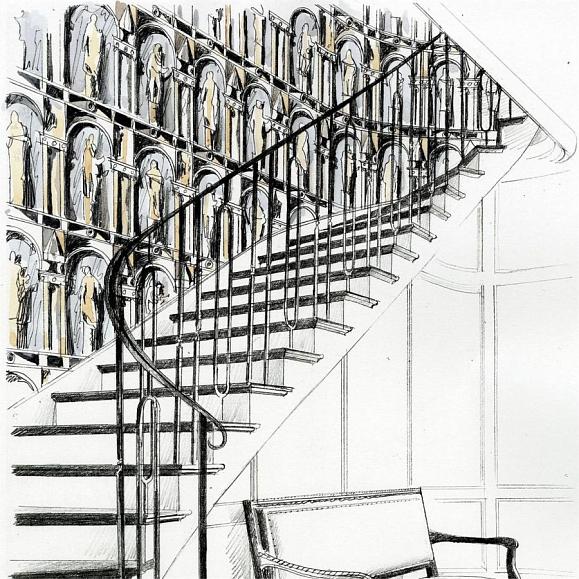 Обои Zoffany 312966 Montacute Platinum Grey/Ink