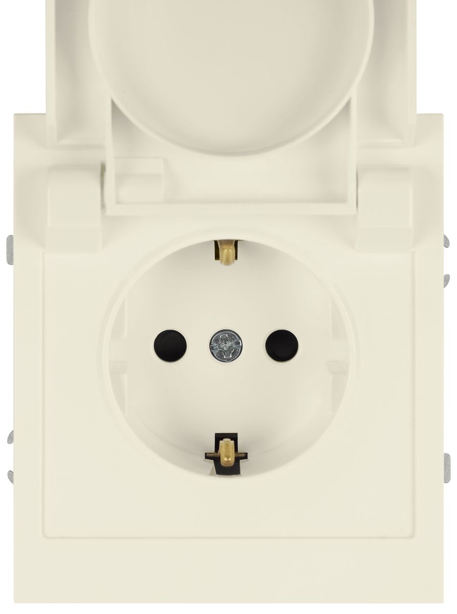Розетка Эра Arktik 16-2103-02 с заземлением 2P+E Schuko со шторками с крышкой 16А-250В слоновая кость Б0070435