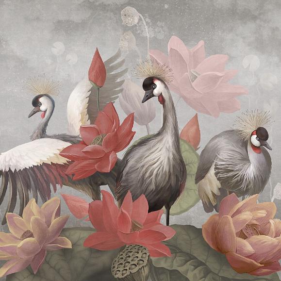 Панно Ortograf 34689 Crowned storks and flowers