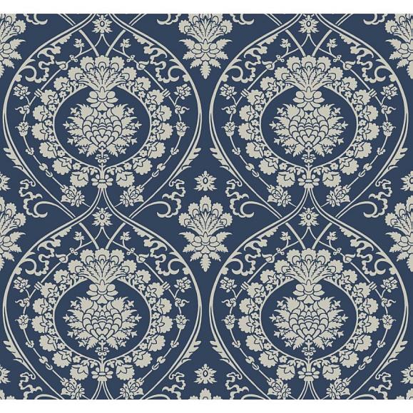 Обои York DM4901 Imperial Damask Navy/Silver