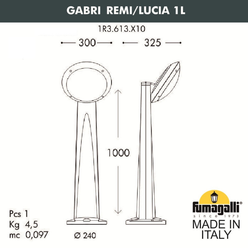 Садовый светильник Fumagalli 1R3.613.X10.WYE27