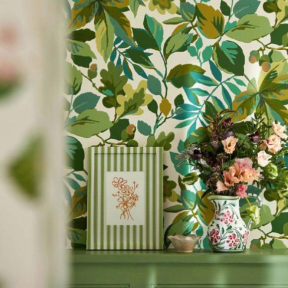 Обои Sanderson 217223 Robin's Wood Botanical Green