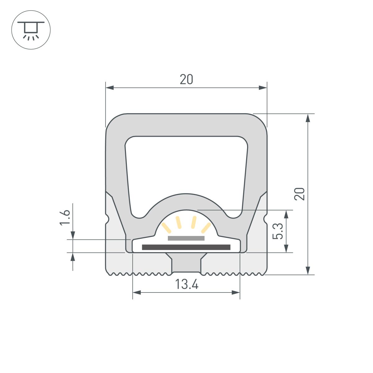 Силиконовый профиль Arlight WPH-FLEX-2020-TOP-S13-5m WHITE (Силикон) 062404