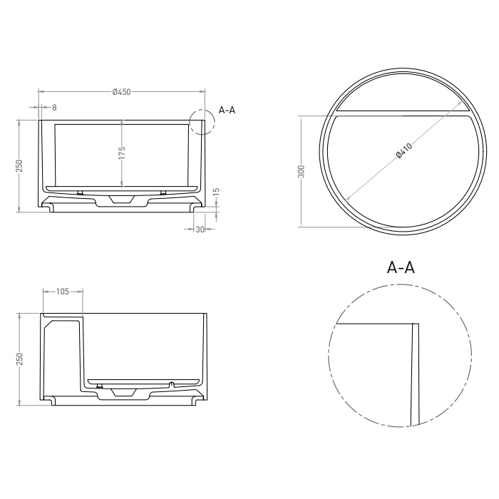 Salini Armonia Round Top 02 Раковина 45x45x25см., 1 отв., накладная, S-Sense, цвет: белый глянцевый