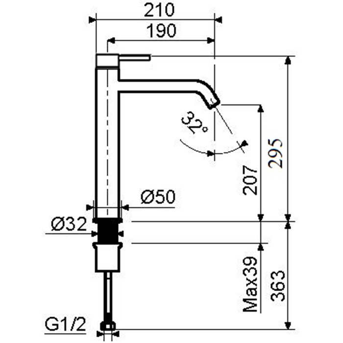 Plumberia Selection IXO Смеситель для раковины, на 1 отв., h28.5см., высокий, цвет: золото