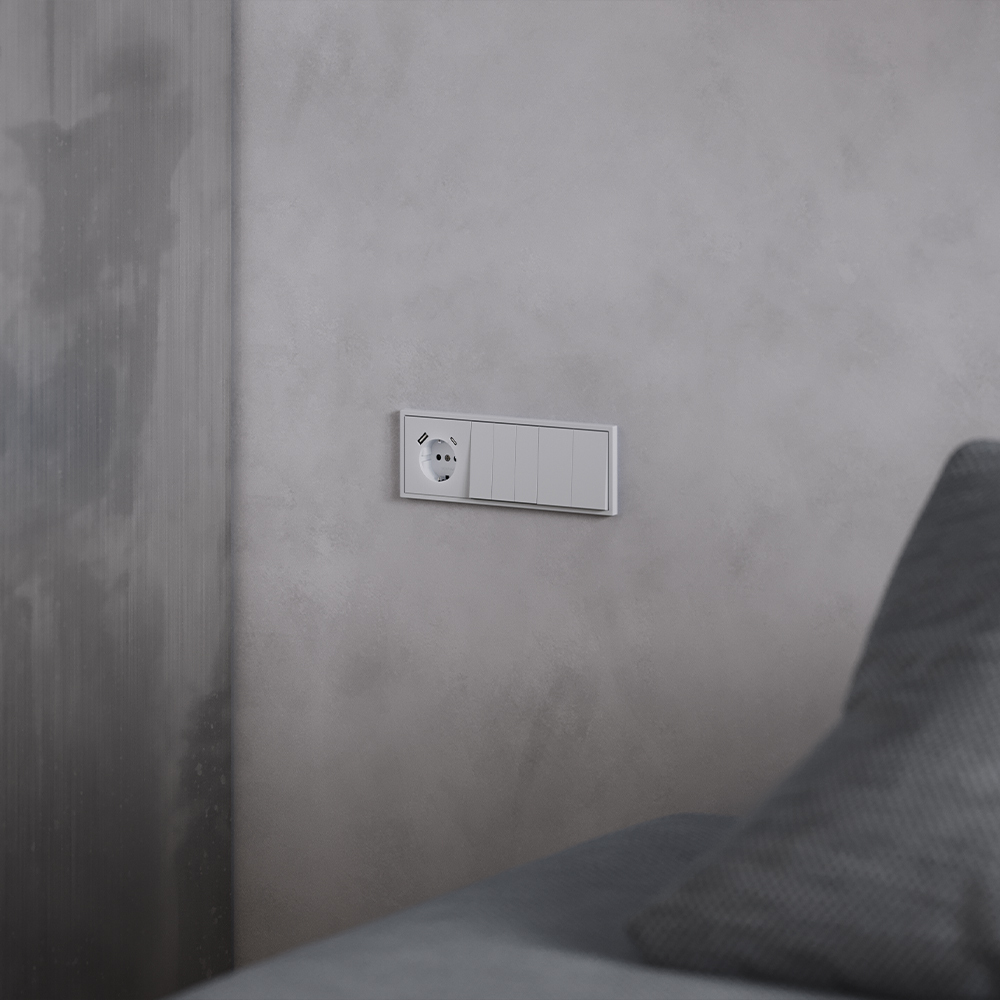 Накладка для розетки с заземлением и защитными шторками, с USB A+C Voltum S70 (серый) VLS001016