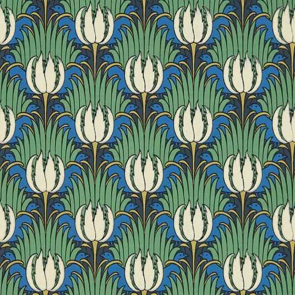 Обои Morris 510016 Tulip & Bird Goblin Green & Raven