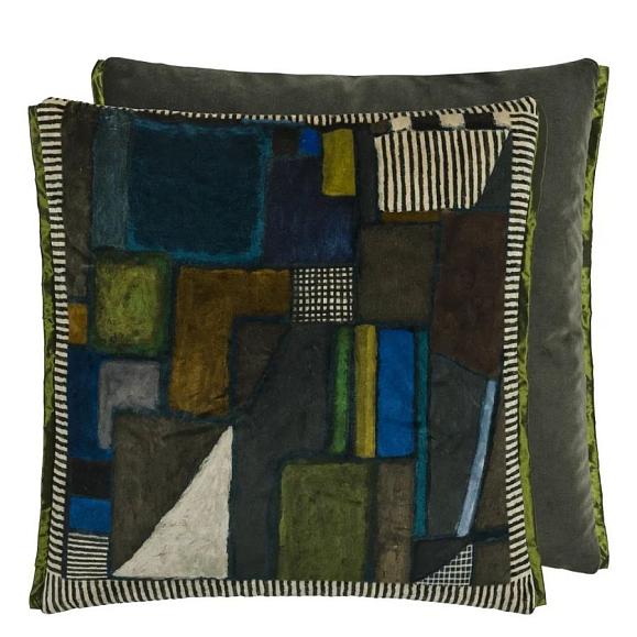 Подушка CCDG1579, Raku Patchwork Velvet, Chocolate, Designers Guild 50 x 50см