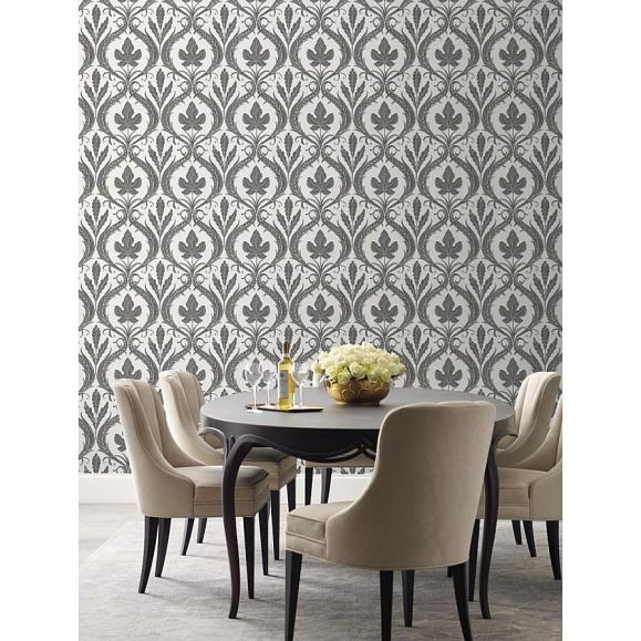Обои York DM4926 Adirondack Damask Black/White