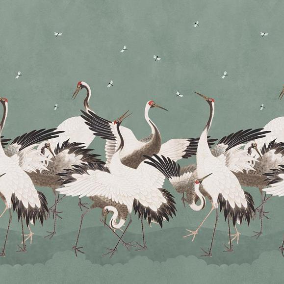 Панно Hygge Wall H11404 Dancing Cranes Green