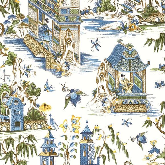 Обои Thibaut T13613 Grand Palace Blue and Green