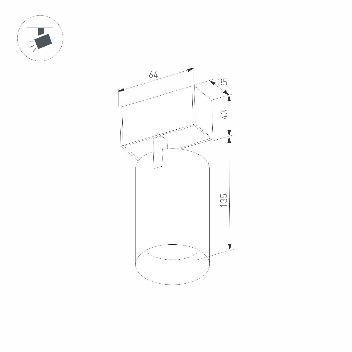 Трековый магнитный светильник Arlight MAG-SPOT-45-R85-12W Warm3000 (BK, 36 deg, 24V, DALI) 046593