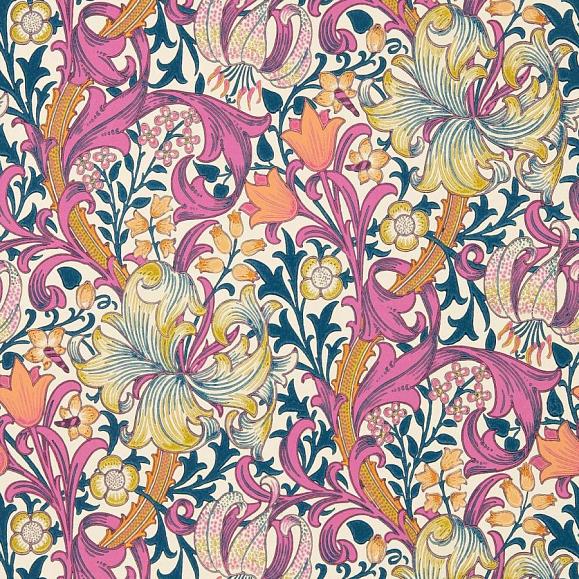 Обои Morris 510006 Golden Lily Pink Fizz