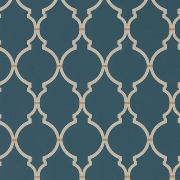 Обои Sanderson 216338 Empire Trellis Indigo/Linen
