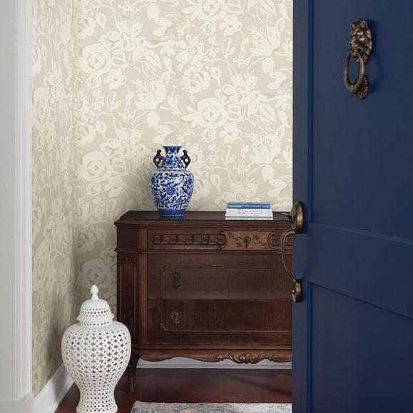 Обои York BL1735 Brushstroke Floral Taupe