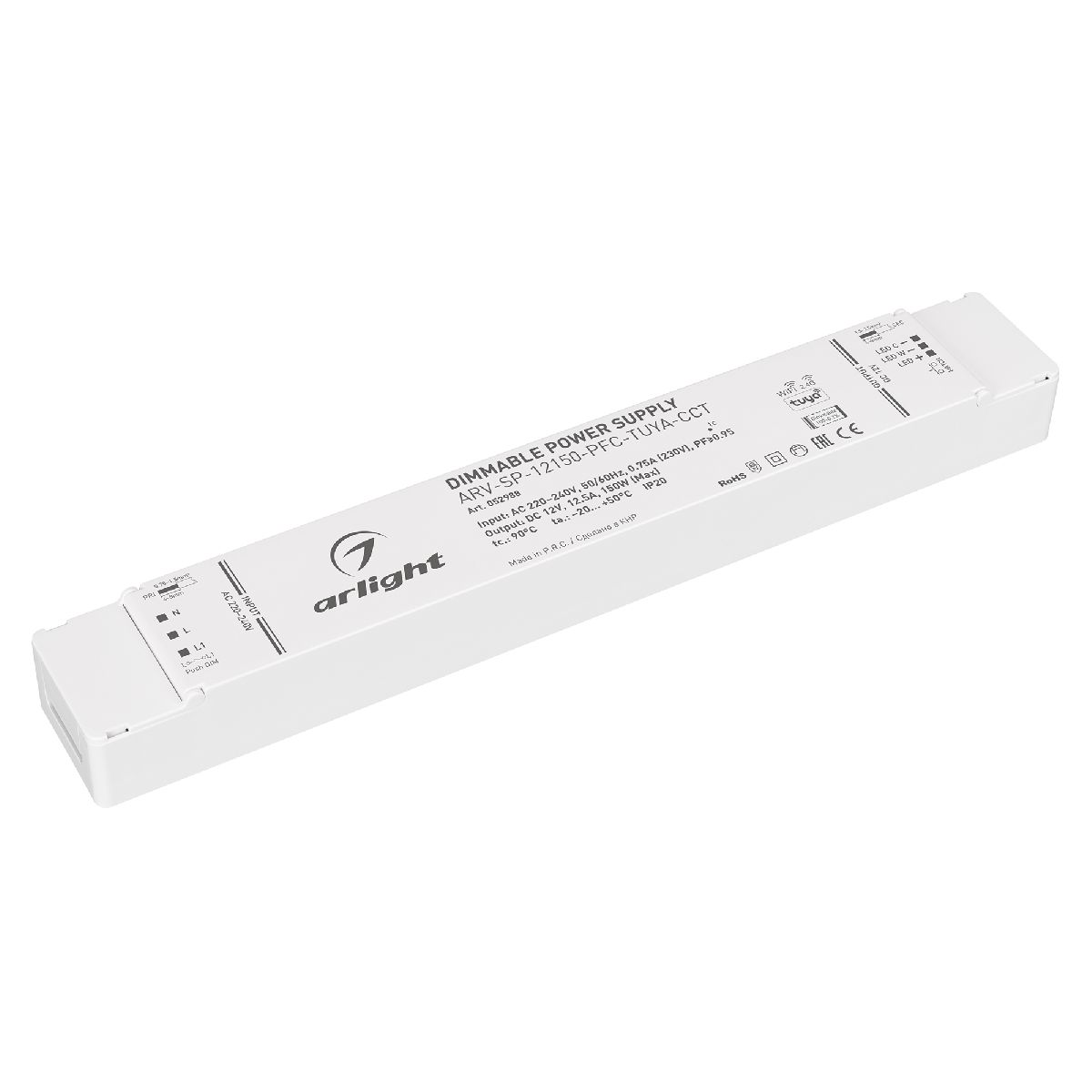 Блок питания Arlight ARV-SP-12150-PFC-TUYA-CCT (12V, 12.5A, 150W, WiFi, 2.4G) 052988