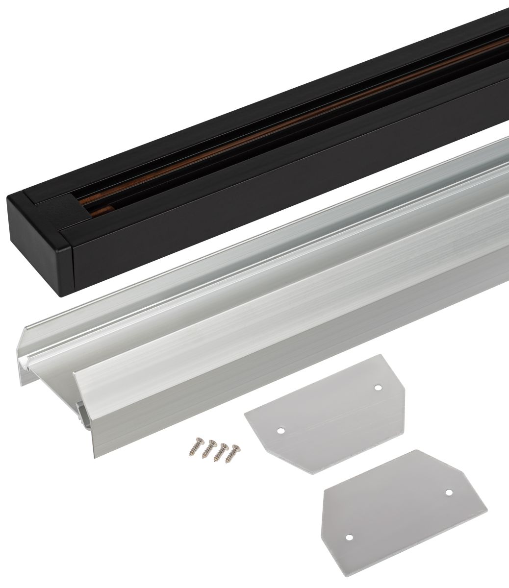 Комплект Эра TR-SET-200-1PT-PC BK шинопровод однофазный с профилем для натяжного потолка 2м черный Б0072543