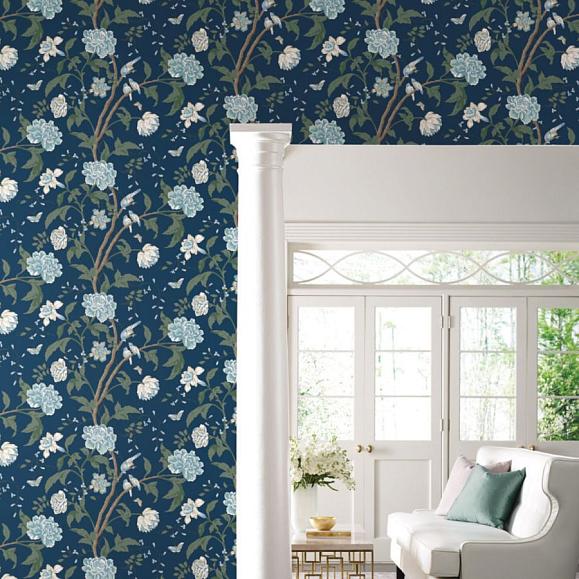 Обои York BL1782 Teahouse Floral Navy