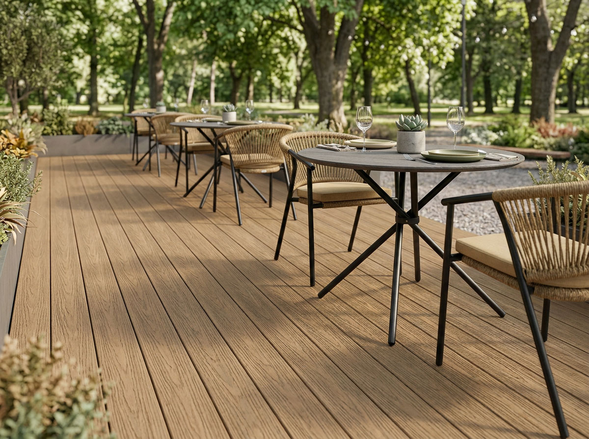 Террасная доска Holzhof Эксперт, полнотелая, ДПК/ПЭ, 150*22