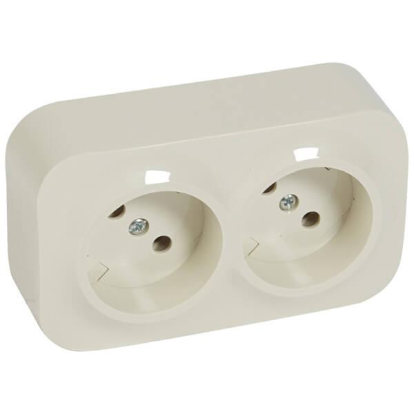 Розетка 2х2К Legrand Quteo 16A 250V б/з слоновая кость 782242