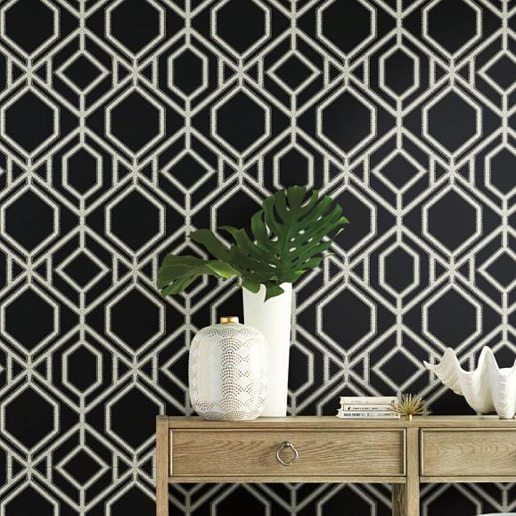 Обои York TC2637 Sawgrass Trellis Black/White