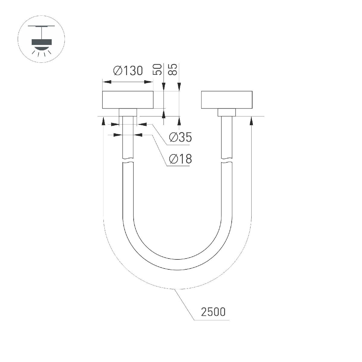 Подвесной светильник Arlight SP-TROPIC-SURFACE-R18-L2500-36W Day4000 (GD, 360 deg, 230V) 043396